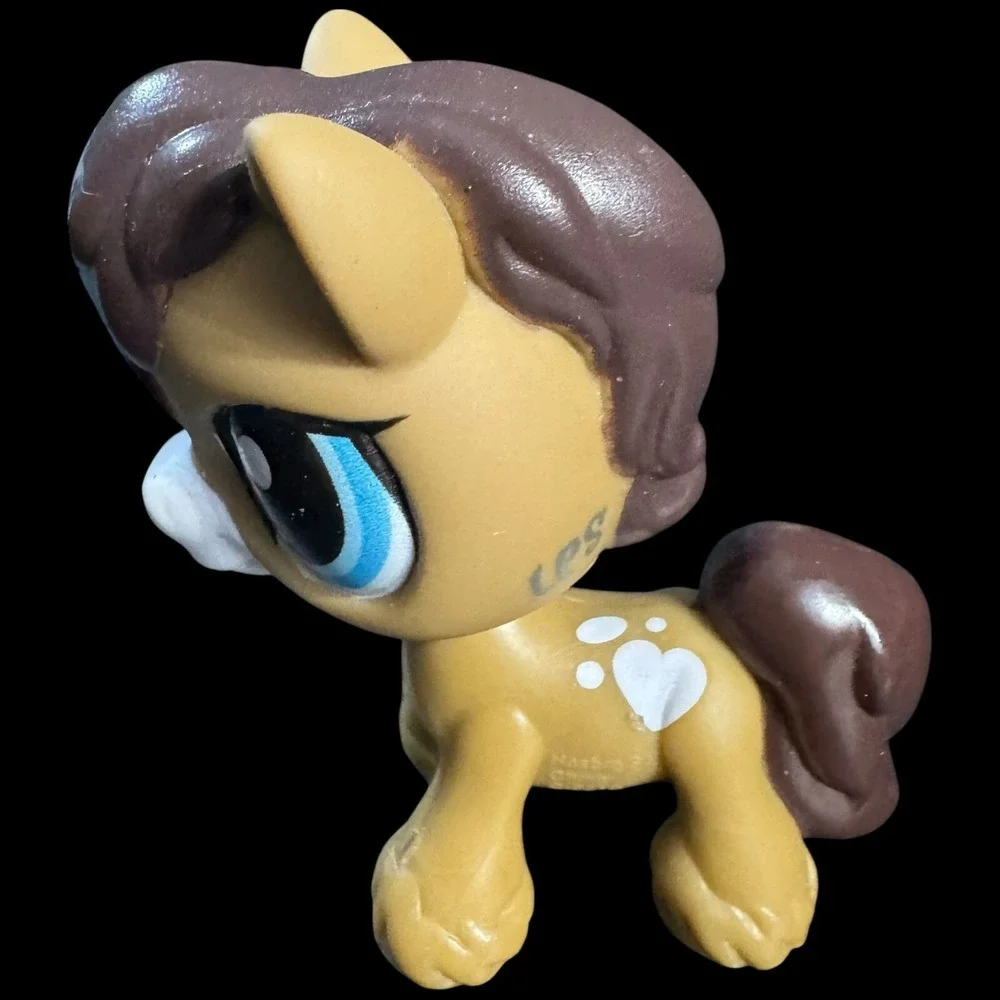 Authentic Littlest Pet Shop Brown HORSE Pink Hearts‎ G7 #3 Hasbro LPS